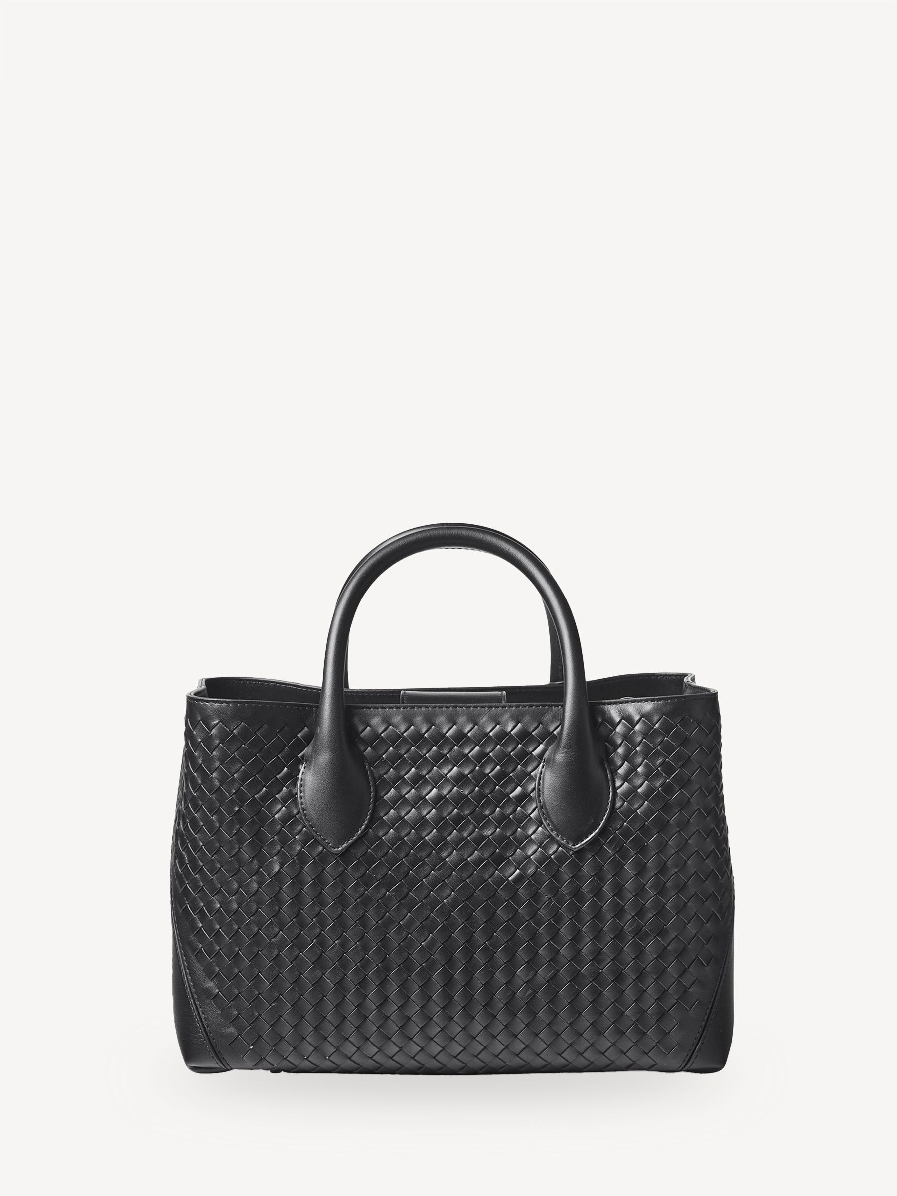 Buy Aspinal of London Black London Tote Midi Weave Leather Bag