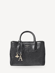 Aspinal of London Black London Tote Midi Weave Leather Bag - Image 6 of 7