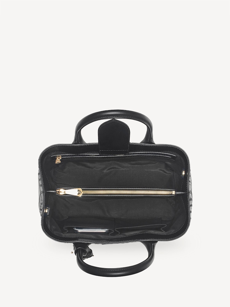 Aspinal of London Black London Tote Midi Weave Leather Bag - Image 7 of 7 Aspinal of London Black London Tote Midi Weave Leather Bag - Image 7 of 7