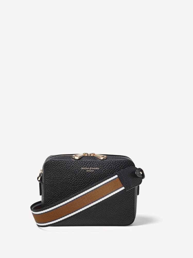 Aspinal of London Black The Camera Pebble Cross-Body Bag - Image 1 of 8