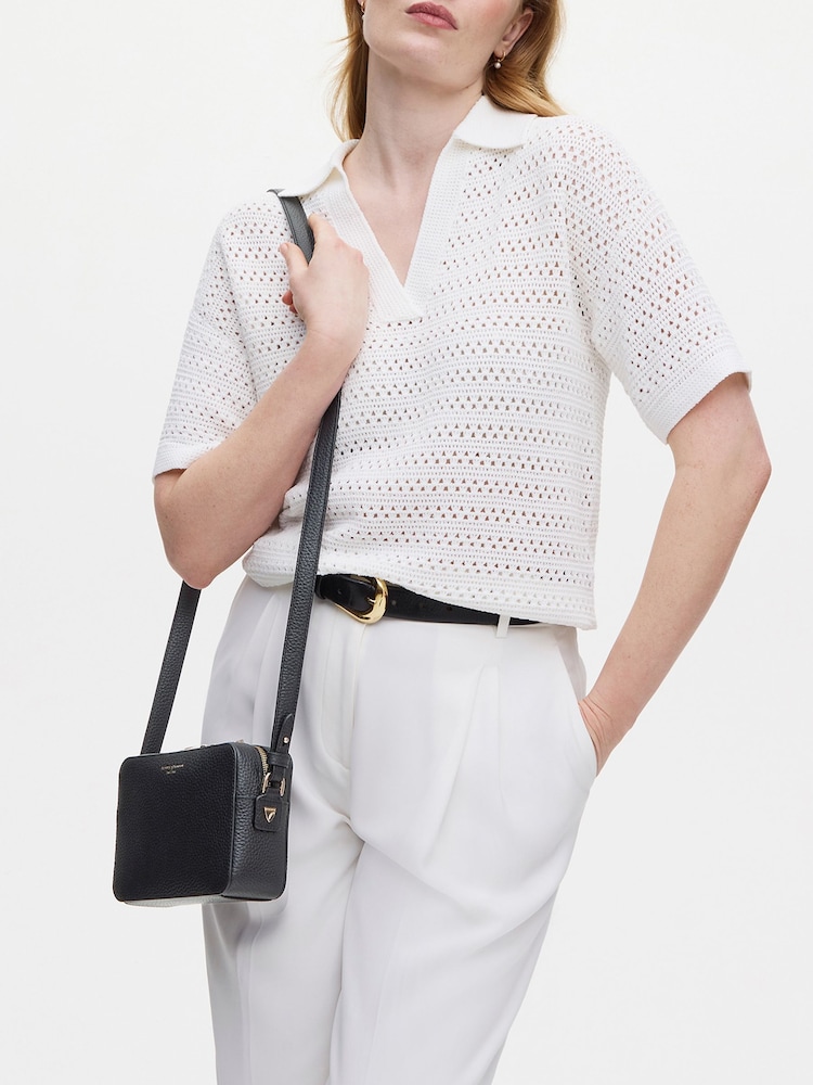Aspinal of London Black The Camera Pebble Cross-Body Bag - Image 2 of 8
