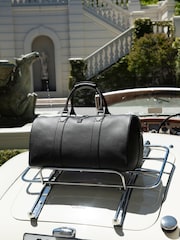Aspinal of London Black Grain Leather Boston Travel Bag - Image 7 of 7