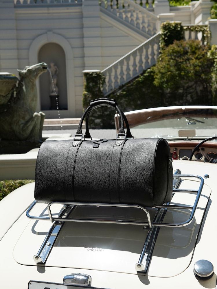 Aspinal of London Black Grain Leather Boston Travel Bag - Image 7 of 7