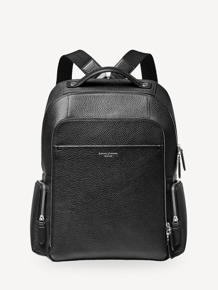 Aspinal of London Black Reporter Zip Backpack Pebble leather Bag - Image 1 of 9