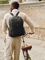 Aspinal of London Black Pebble Leather Bag Reporter Zip Backpack - Image 10 of 10