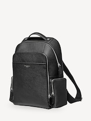 Aspinal of London Black Reporter Zip Backpack Pebble leather Bag - Image 4 of 9