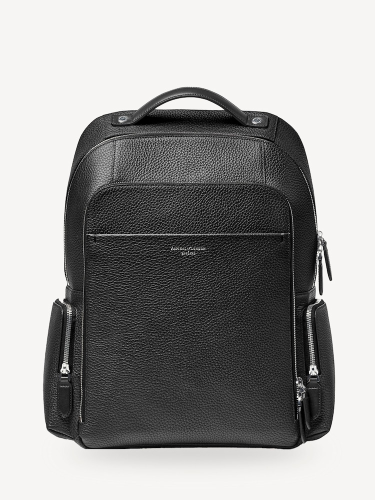 Aspinal of London Black Reporter Zip Backpack Pebble leather Bag - Image 9 of 9