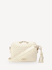 Aspinal of London White Slot Weave Leather Camera Bag with Tassel - Image 1 of 7