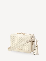 Aspinal of London White Slot Weave Leather Camera Bag with Tassel - Image 3 of 7