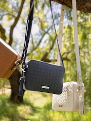 Aspinal of London White Slot Weave Leather Camera Bag with Tassel - Image 7 of 7