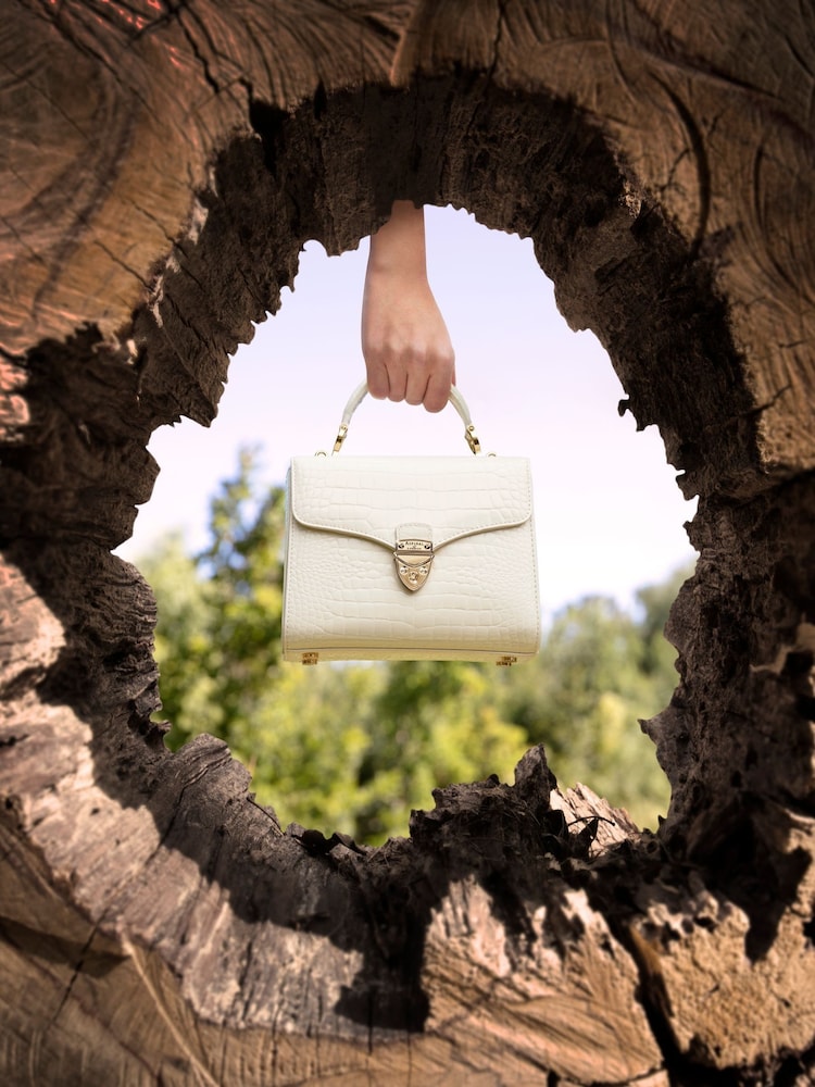 Aspinal of London White Mayfair Midi Pnt Croc Leather Bag - Image 9 of 9 Aspinal of London White Mayfair Midi Pnt Croc Leather Bag - Image 9 of 9