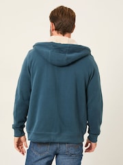 FatFace Teal Blue Borg Lined Zip Through Hoodie - Image 2 of 6