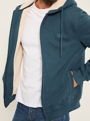 FatFace Teal Blue Borg Lined Zip Through Hoodie - Image 3 of 6