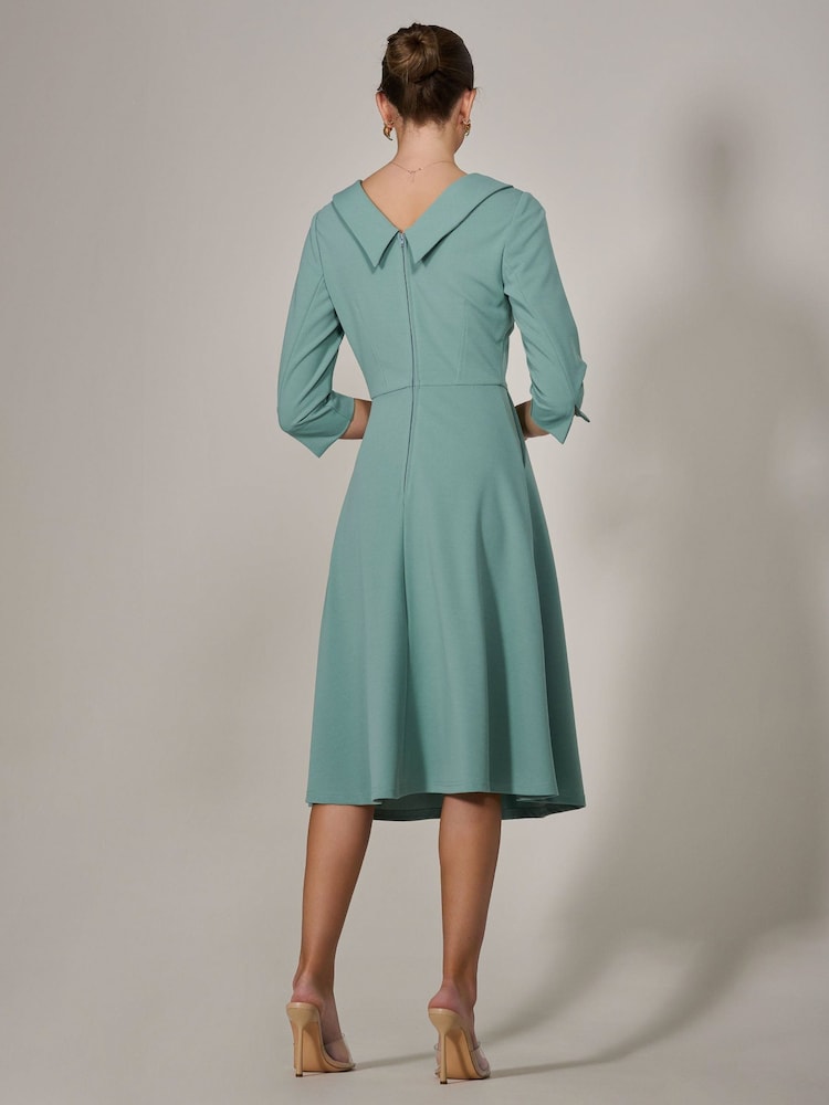 Jolie Moi Green Roll Collar Long Sleeve Midi Dress - Image 2 of 6