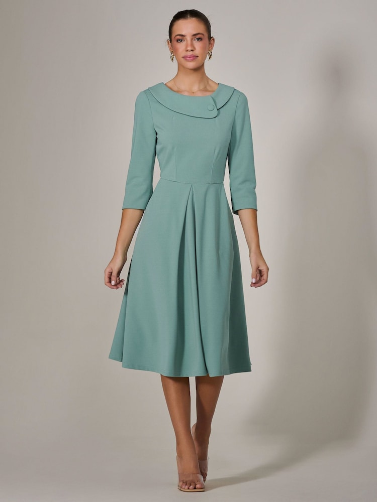 Jolie Moi Green Roll Collar Long Sleeve Midi Dress - Image 6 of 6