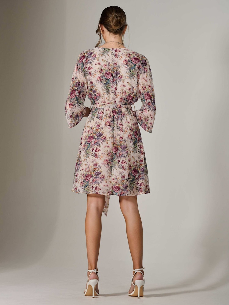 Crema - Vestido corto de gasa con mangas 3/4 de Jolie Moi - Imagen 2 de 6 Crema - Vestido corto de gasa con mangas 3/4 de Jolie Moi - Imagen 2 de 6