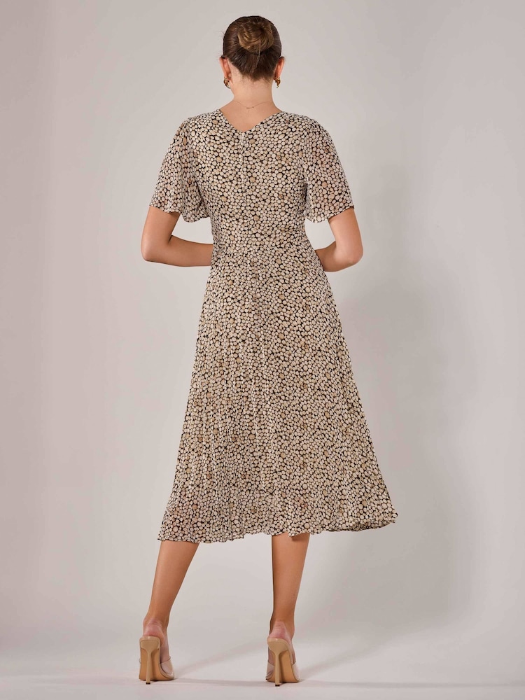 Jolie Moi Cream Chiffon Pleated Wrap Midaxi Dress - Image 2 of 6