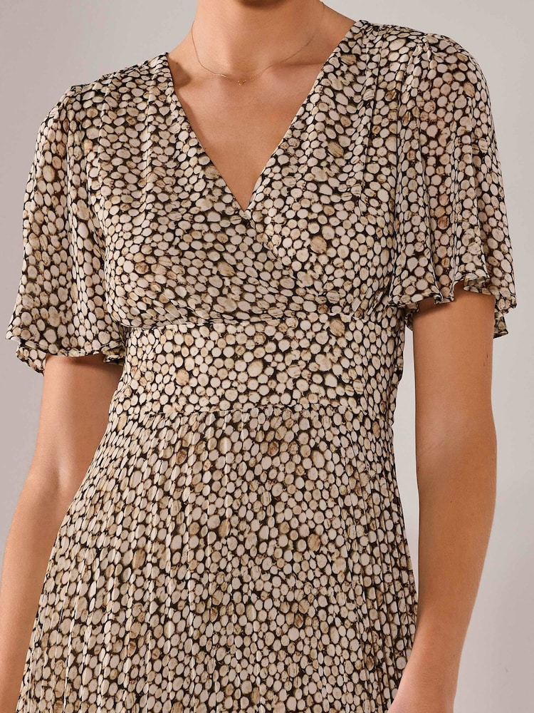 Buy Jolie Moi Cream Chiffon Pleated Wrap Midaxi Dress from Next USA