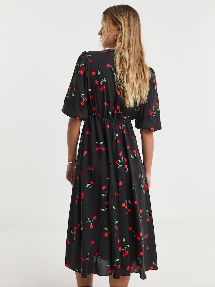 Simply Be Black Wrap Midi Dress - Image 2 of 4