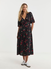 Simply Be Black Wrap Midi Dress - Image 4 of 4