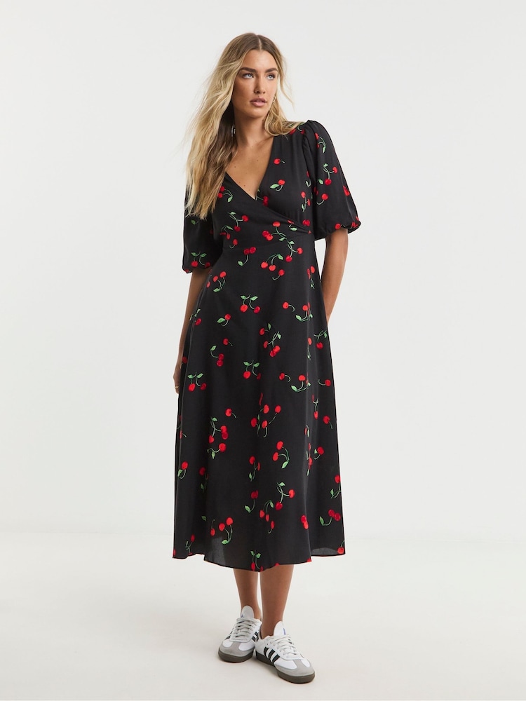 Simply Be Black Wrap Midi Dress - Image 4 of 4