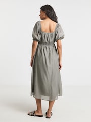 Simply Be Green Shirred Milkmaid Midi Dress - Image 3 of 4