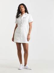 Simply Be White All Over Embroidered Floral Denim 100% Cotton Dress - Image 4 of 4