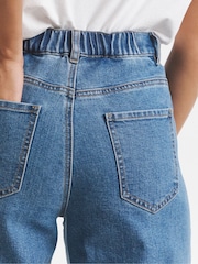 Simply Be Blue Cropped Barrel Leg Jeans - Image 3 of 4