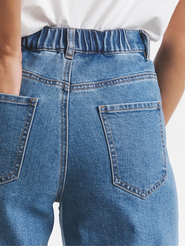 Simply Be Blue Cropped Barrel Leg Jeans - Image 2 of 4 Simply Be Blue Cropped Barrel Leg Jeans - Image 2 of 4