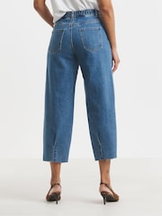 Simply Be Blue Cropped Barrel Leg Jeans - Image 4 of 4