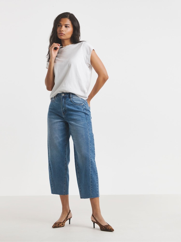 Simply Be Blue Cropped Barrel Leg Jeans - Image 4 of 4 Simply Be Blue Cropped Barrel Leg Jeans - Image 4 of 4