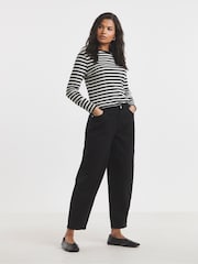 Negro - Simply Be Broderie Barrel 100% Cotton Jeans - Imagen 1 de 4