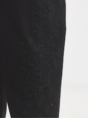 Negro - Simply Be Broderie Barrel 100% Cotton Jeans - Imagen 3 de 4