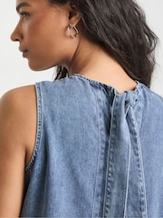 Simply Be Blue Sleeveless Denim Peplum Top - Image 5 of 6