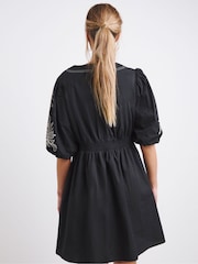 Simply Be Black Embroidered Poplin Wrap Dress - Image 2 of 4