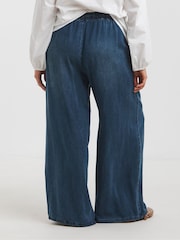 Simply Be Blue Tie Front Palazzo Jeans - Image 2 of 5