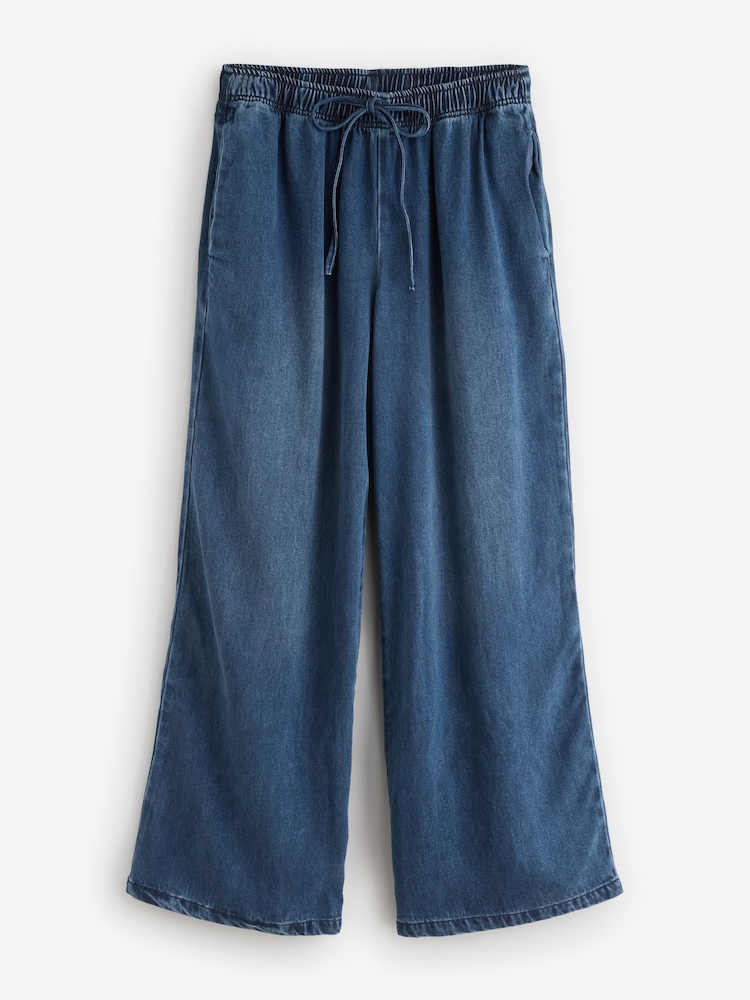 Simply Be Blue Tie Front Palazzo Jeans - Image 5 of 5