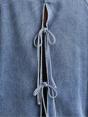Simply Be Light Wash Tie Back Denim Shirt - Imagen 2 de 4