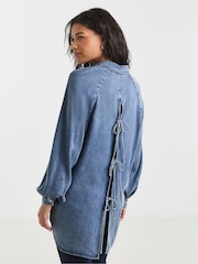 Simply Be Light Wash Tie Back Denim Shirt - Bild 4 von 4