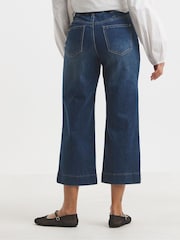 Simply Be Blue Cropped Wide Leg Pinktuck Jeans - Image 2 of 4