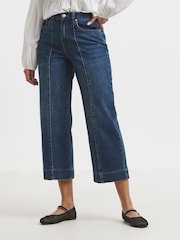 Simply Be Blue Cropped Wide Leg Pinktuck Jeans - Image 3 of 4