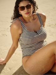 Simply Be Black Magisculpt Contour Me Shoulder Tie Detail Swimsuit - Image 3 of 5