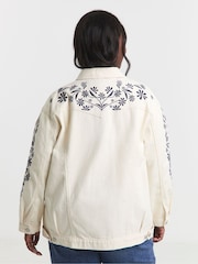 Simply Be Floral Embroidered Boyfriend Denim Jacket - Image 2 of 4