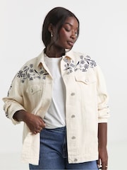 Simply Be Floral Embroidered Boyfriend Denim Jacket - Bild 4 von 8