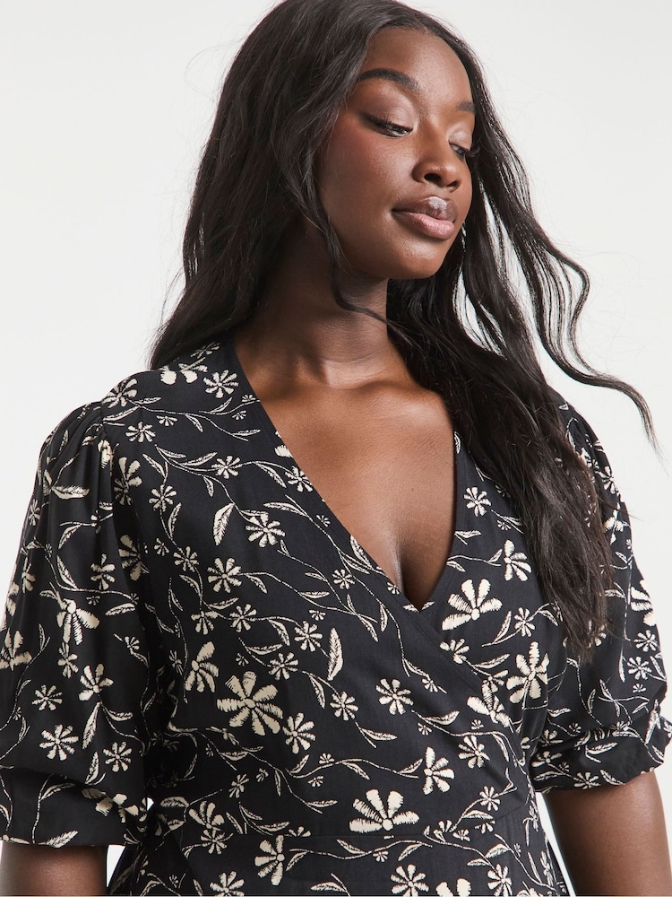 Simply Be Black Wrap Dress - Image 4 of 4