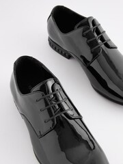 Black High Shine Jewel Trim Patent Derby Shoes - Image 6 of 6