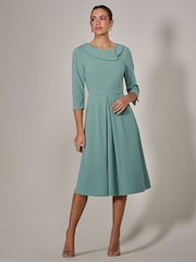 Jolie Moi Green Roll Collar Long Sleeve Midi Dress - Image 1 of 6