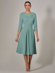 Jolie Moi Green Roll Collar Long Sleeve Midi Dress - Image 3 of 6