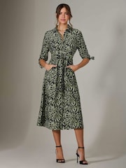 Jolie Moi Green Tie Sleeve Shirt Maxi Dress - Image 4 of 6