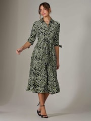 Jolie Moi Green Tie Sleeve Shirt Maxi Dress - Image 5 of 6